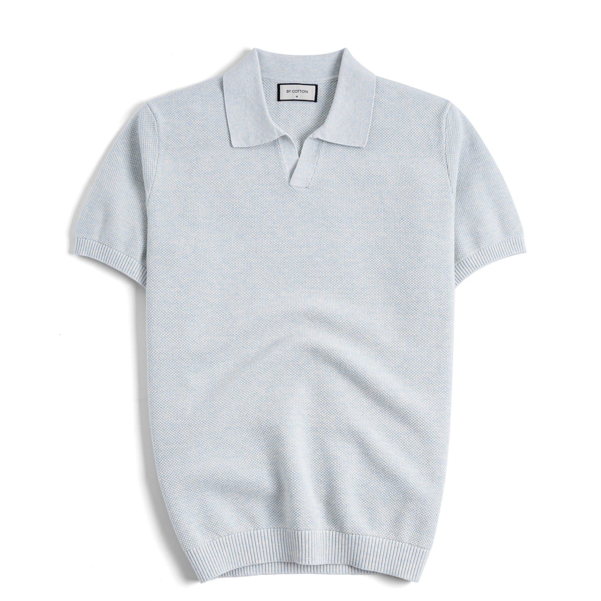 Áo Thun Polo Nam Dệt Kim By Cotton Melange Xanh Pastel