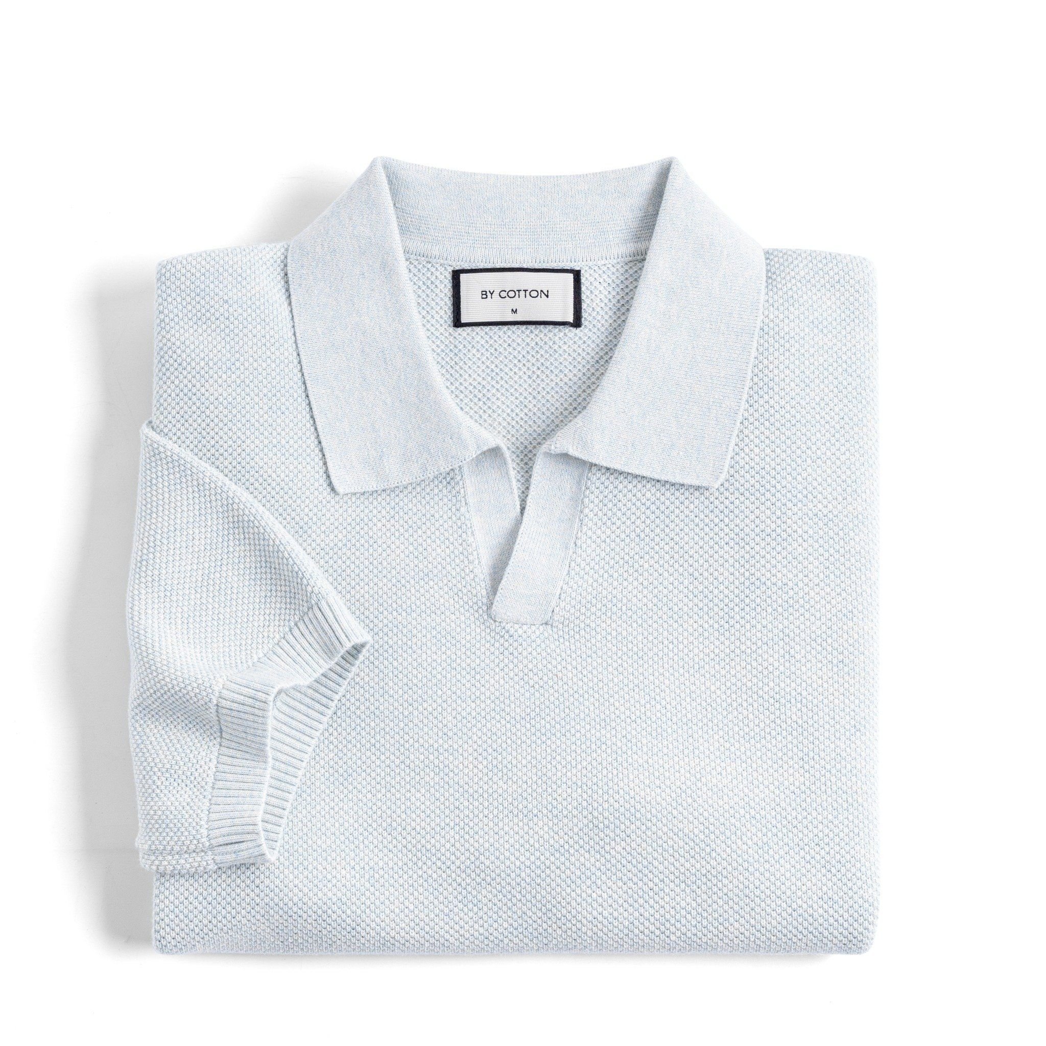 Áo Thun Polo Nam Dệt Kim By Cotton Melange Xanh Pastel