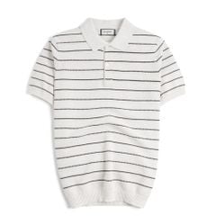 Áo Polo Dệt Kim By Cotton Melange Kem Sọc To