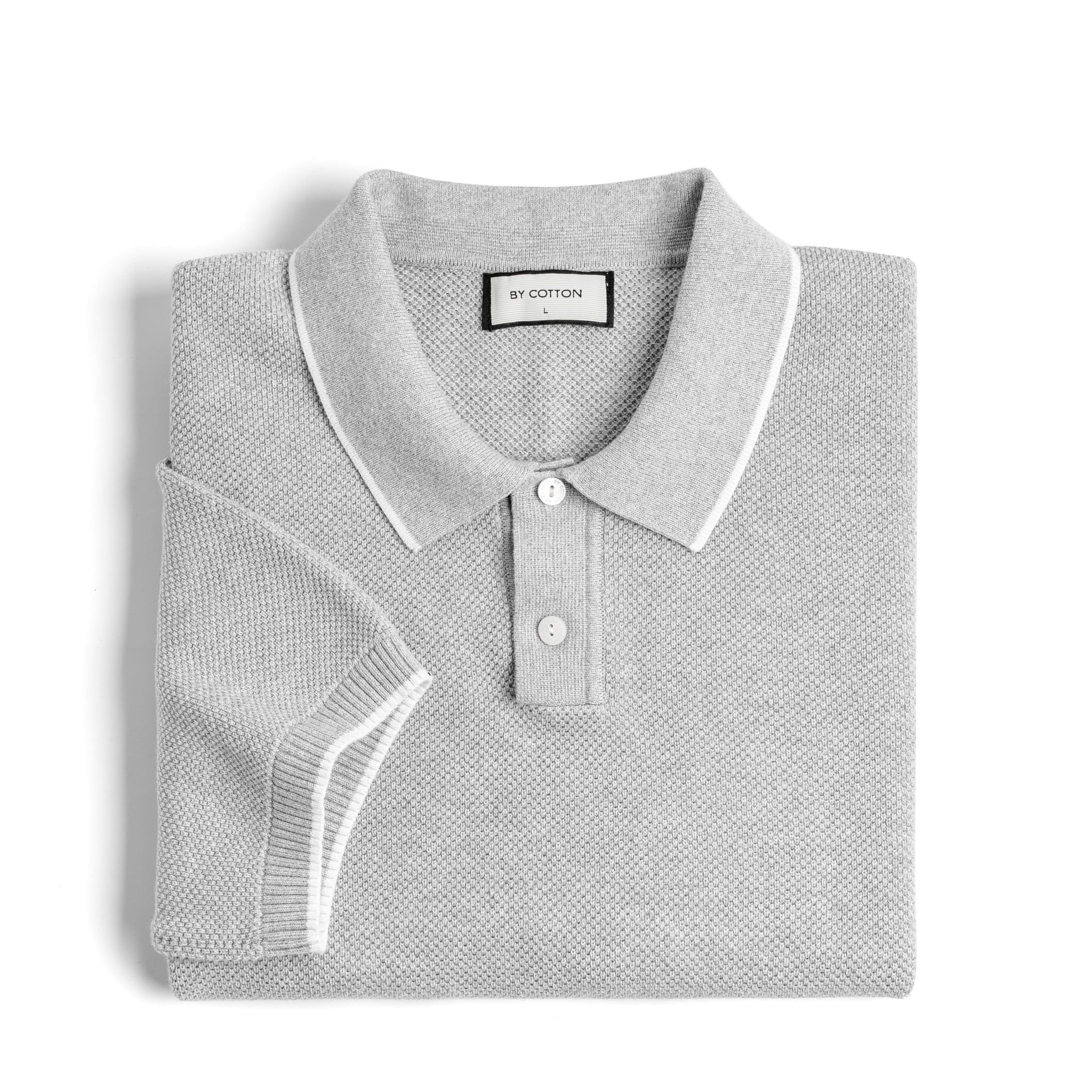 Áo Polo Dệt Kim By Cotton Melange Xám SS2