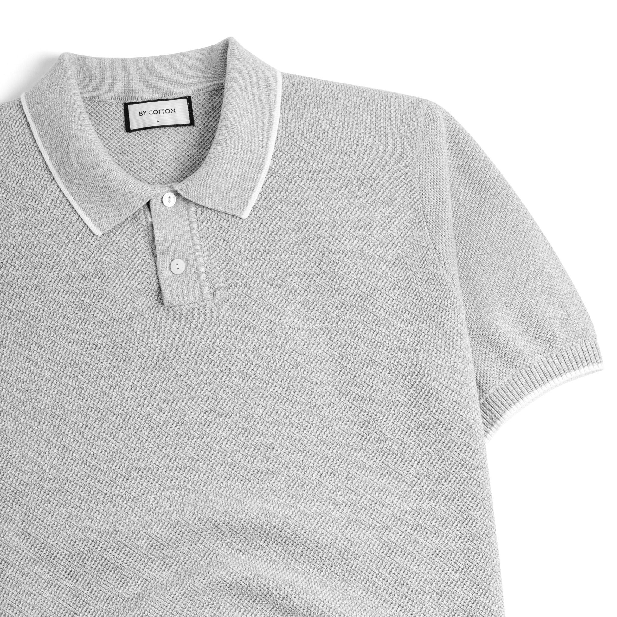 Áo Polo Dệt Kim By Cotton Melange Xám SS2