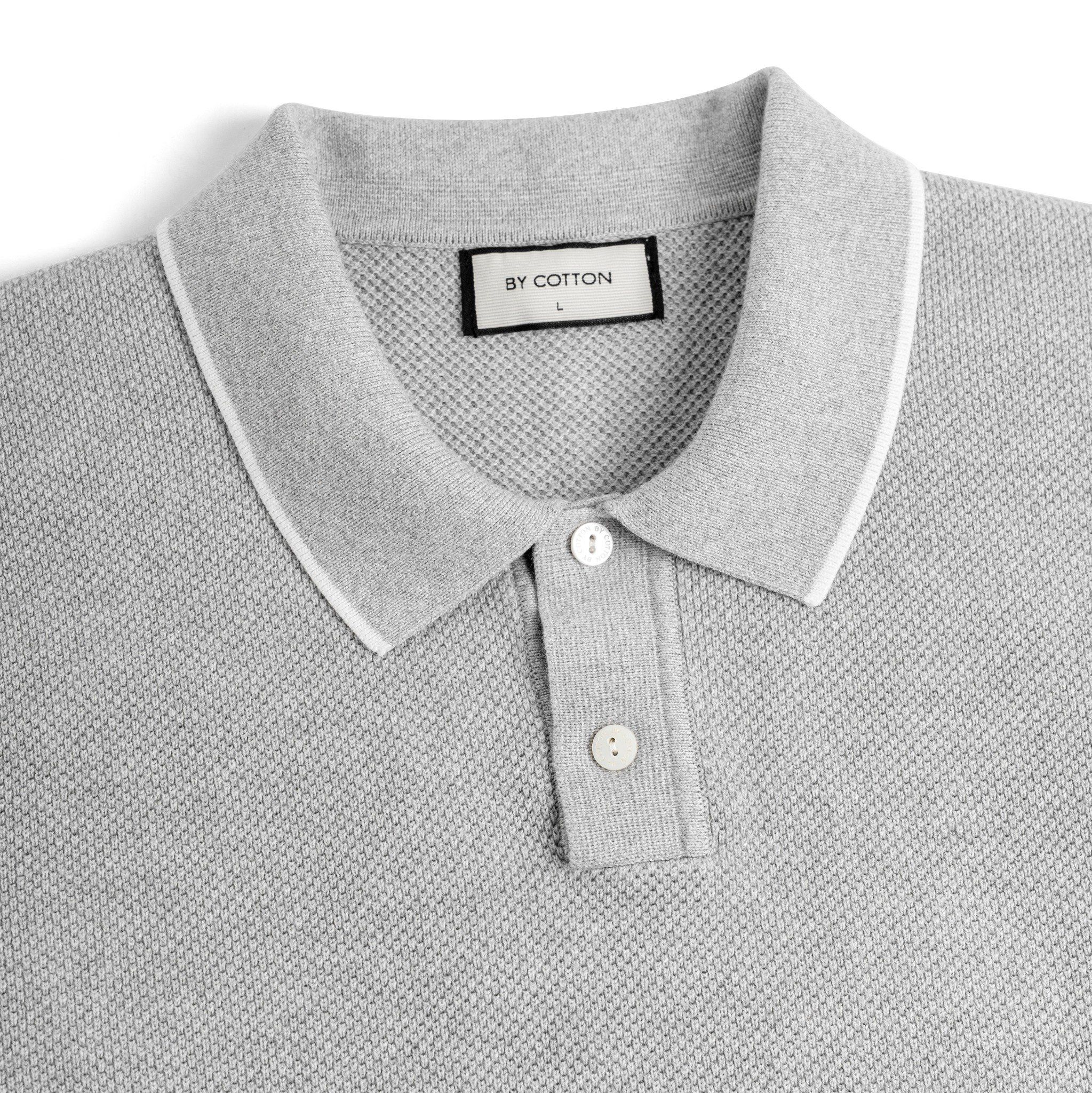 Áo Polo Dệt Kim By Cotton Melange Xám SS2