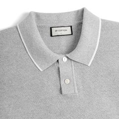 Áo Polo Dệt Kim By Cotton Melange Xám SS2