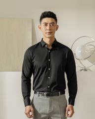 Áo Sơ Mi Nam Tay Dài Công Sở Bamboo Màu Đen