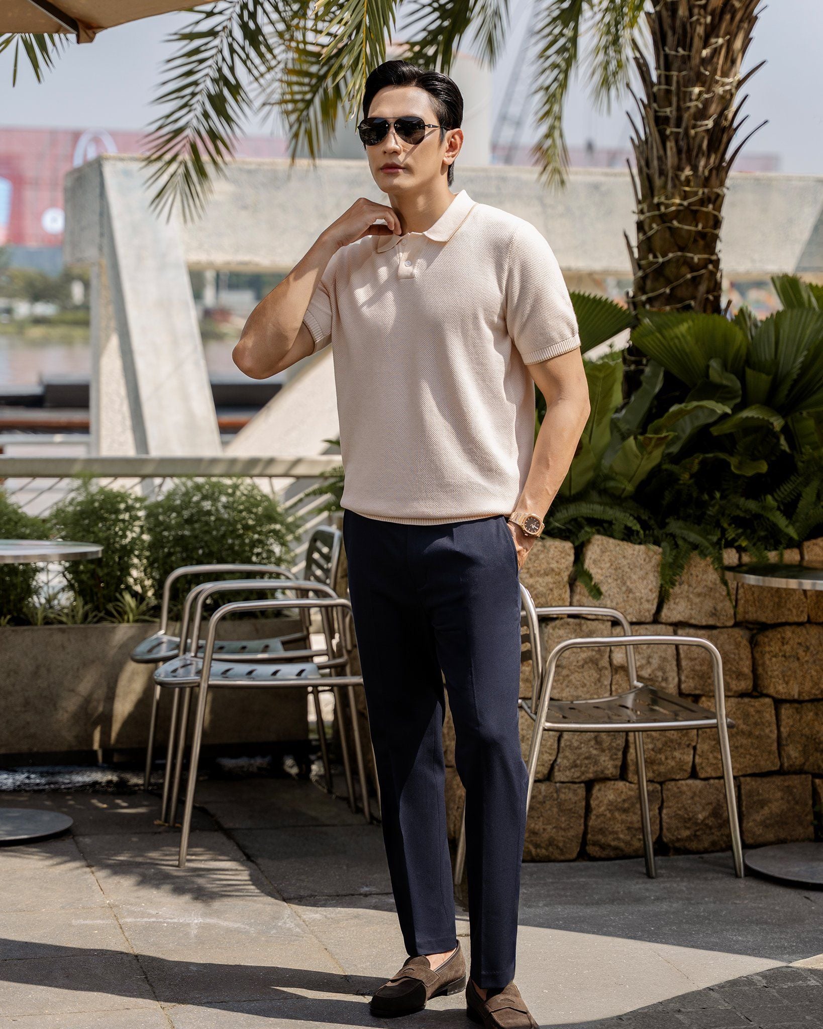 Áo Polo Dệt Kim By Cotton Melange Hồng SS2