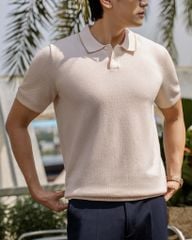 Áo Polo Dệt Kim By Cotton Melange Hồng SS2