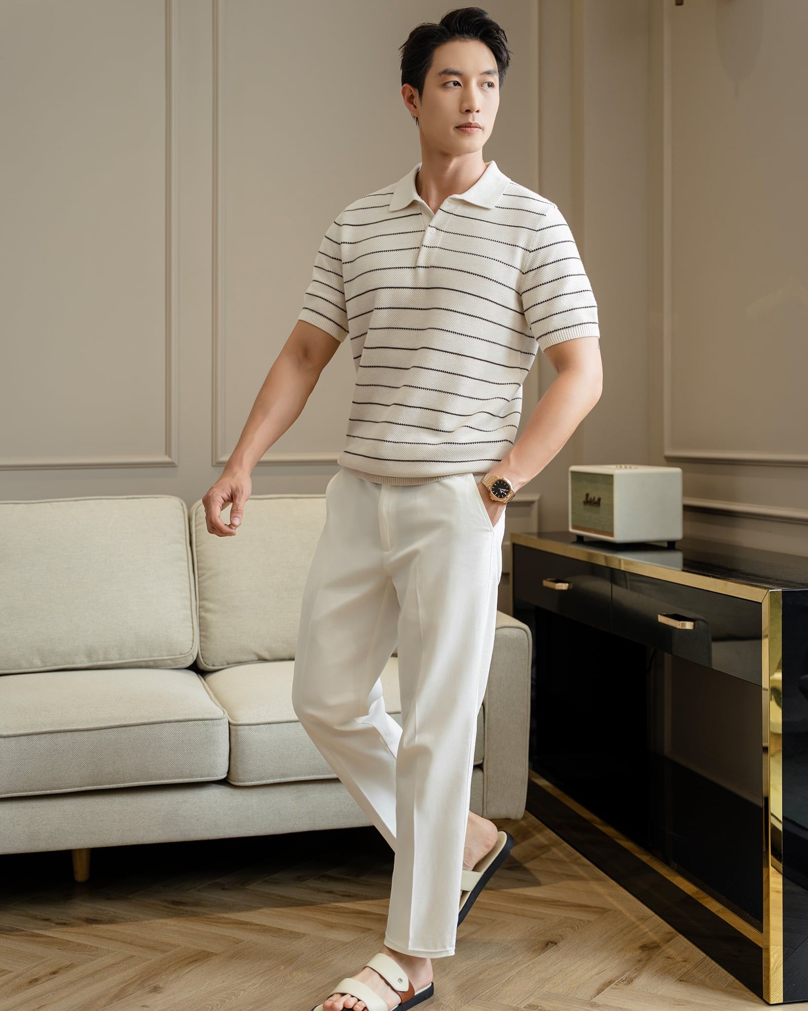 Quần Linen Dài Form Ống Đứng Màu Trắng