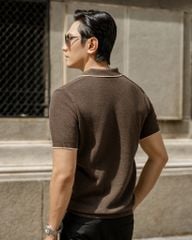 Áo Polo Dệt Kim By Cotton Melange Nâu SS2