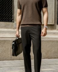 Áo Polo Dệt Kim By Cotton Melange Nâu SS2