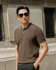Áo Polo Dệt Kim By Cotton Melange Nâu SS2