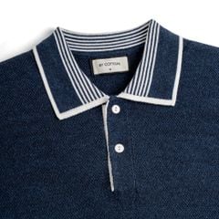 Áo Polo Dệt Kim By Cotton Melange Phối Bo