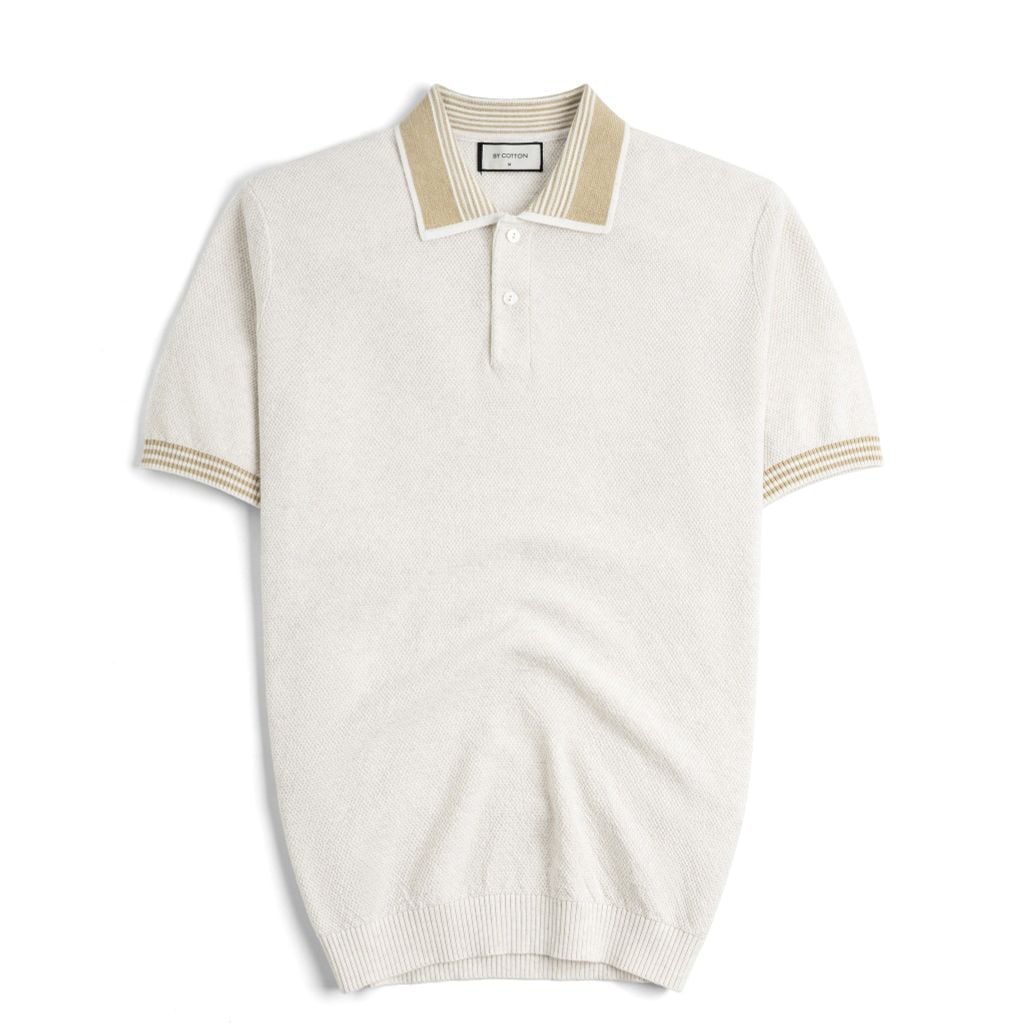 Áo Polo Dệt Kim By Cotton Melange Phối Bo