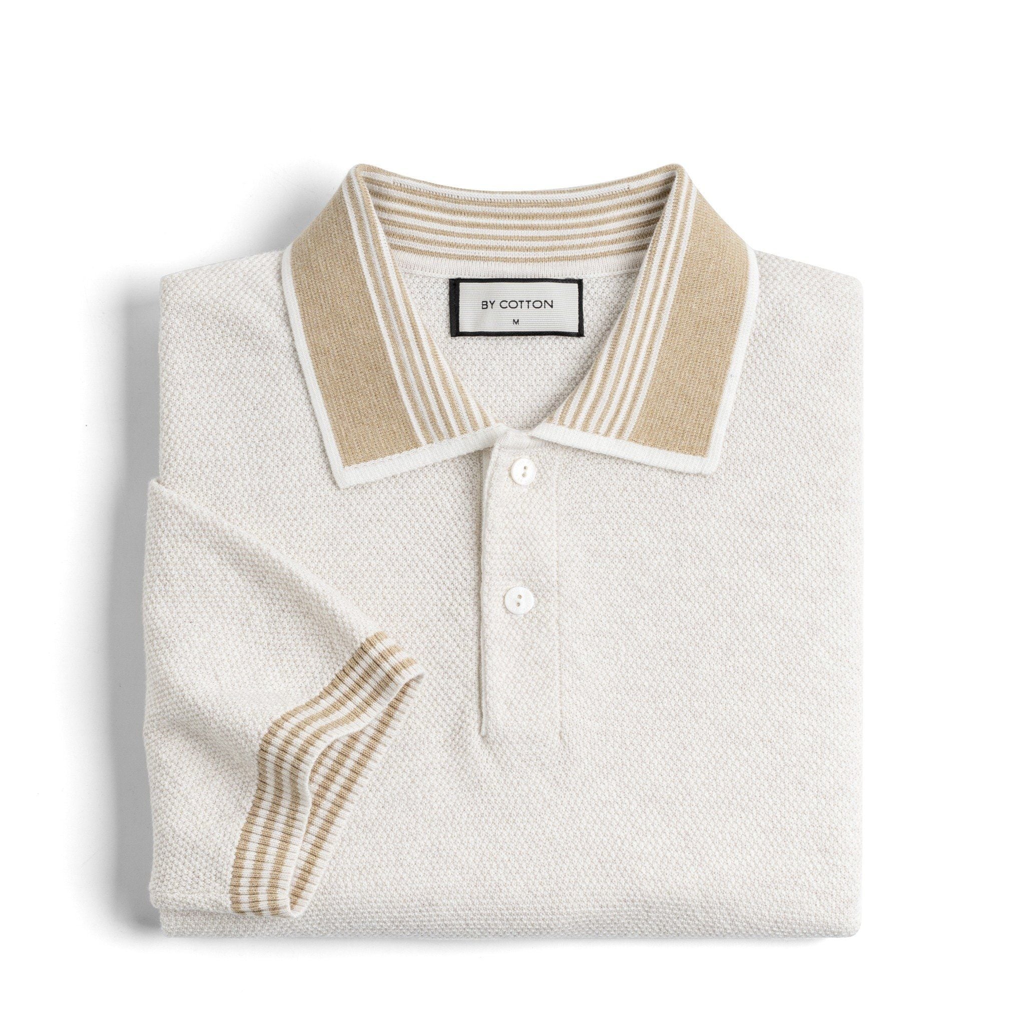 Áo Polo Dệt Kim By Cotton Melange Phối Bo