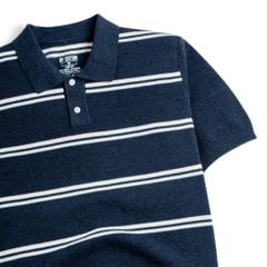 Áo Polo Dệt Kim By Cotton Melange Sọc Đôi