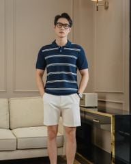 Áo Polo Dệt Kim By Cotton Melange Sọc Đôi