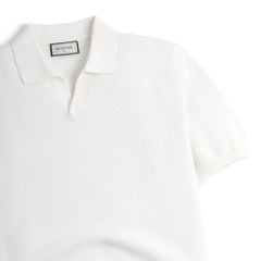 Áo Polo Dệt Kim By Cotton Melange Trắng