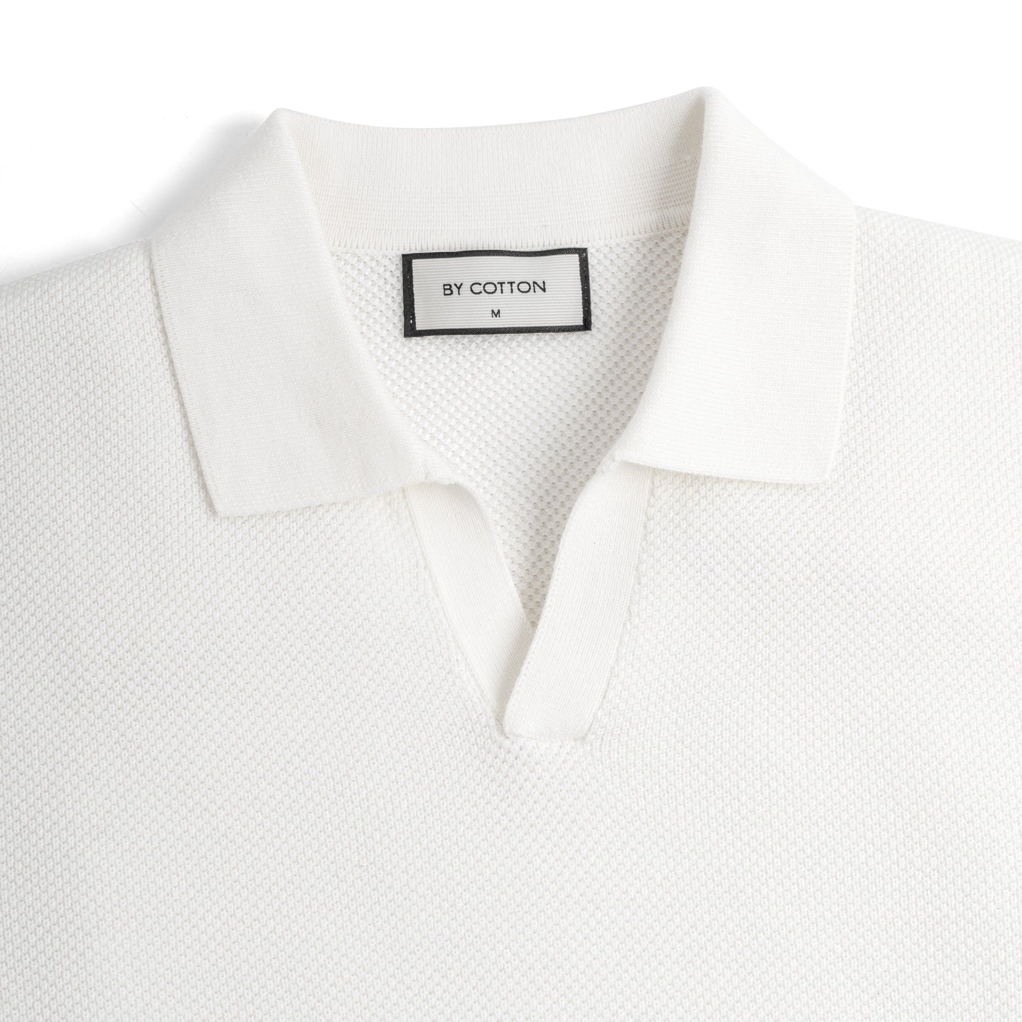 Áo Polo Dệt Kim By Cotton Melange Trắng