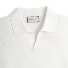 Áo Polo Dệt Kim By Cotton Melange Trắng