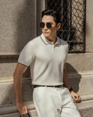 Áo Polo Dệt Kim By Cotton Melange Trắng SS2