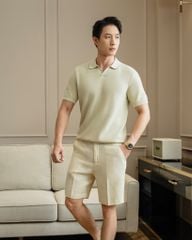 Áo Polo Dệt Kim By Cotton Melange Xanh Bơ