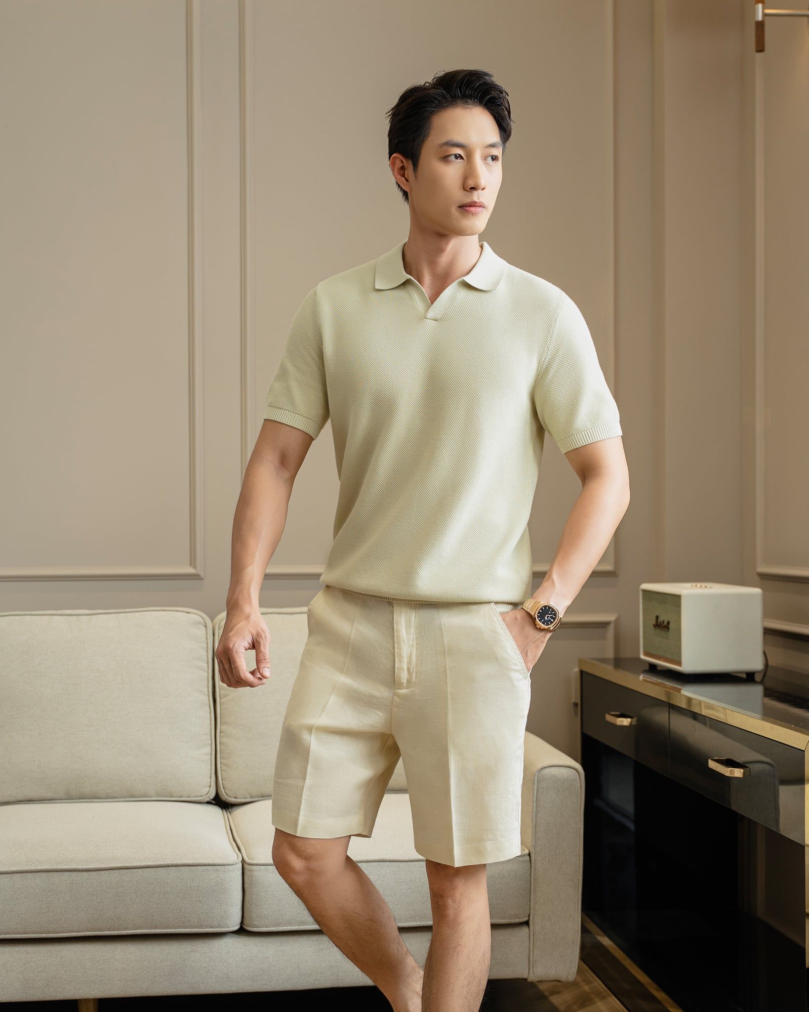 Quần Short Linen Bycotton Màu Kem - SS2