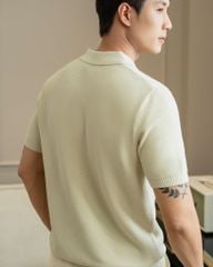Áo Polo Dệt Kim By Cotton Melange Xanh Bơ