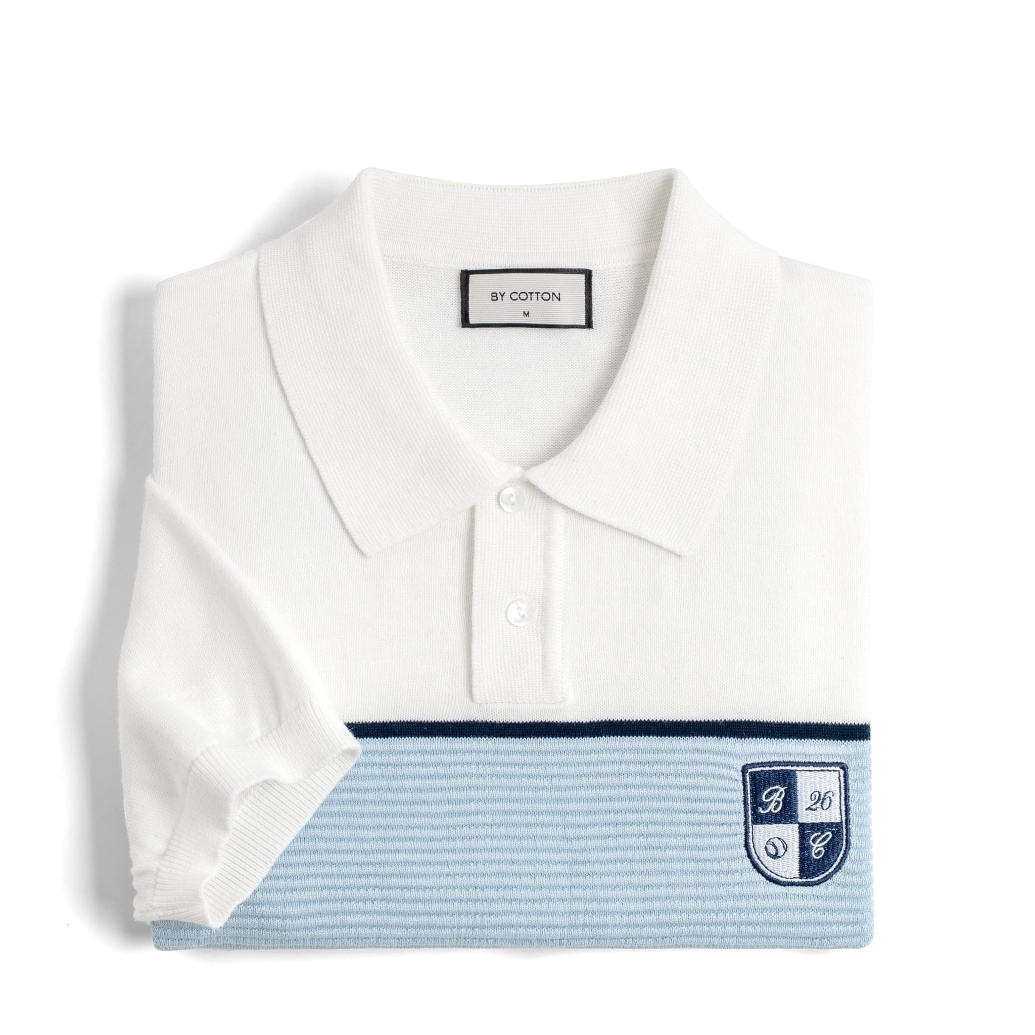 Áo Polo Dệt Kim By Cotton Phối Logo Sọc Ngực