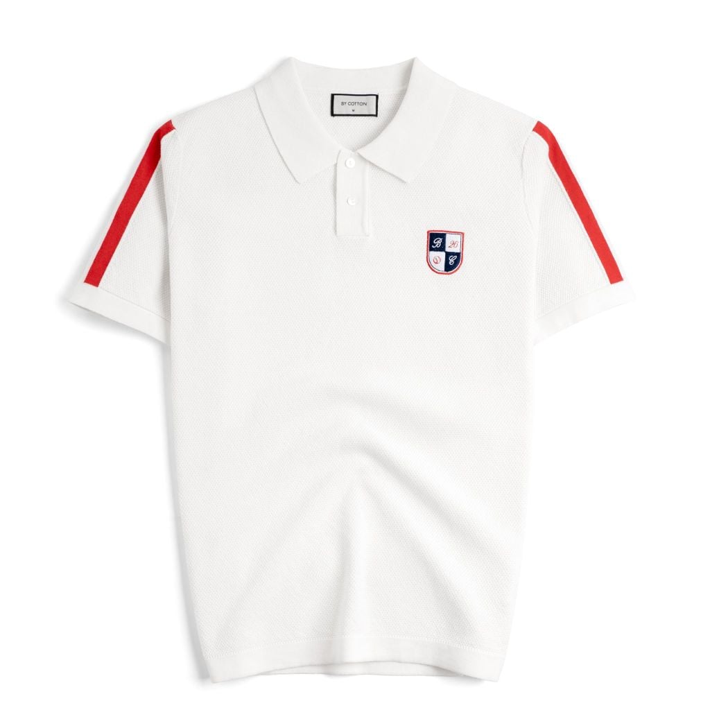 Áo Polo Dệt Kim By Cotton Phối Logo Sọc Vai SS2