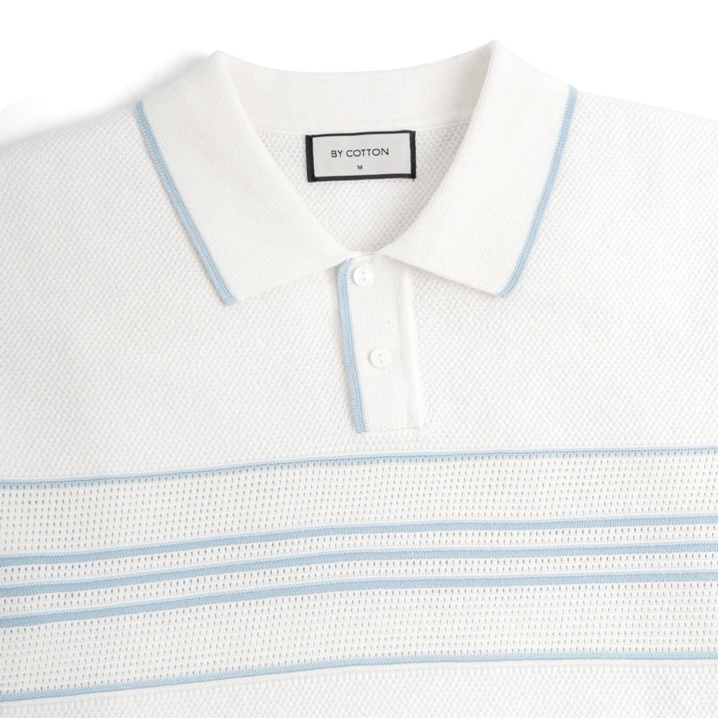 Áo Polo Dệt Kim By Cotton Phối Sọc Ngực SS2