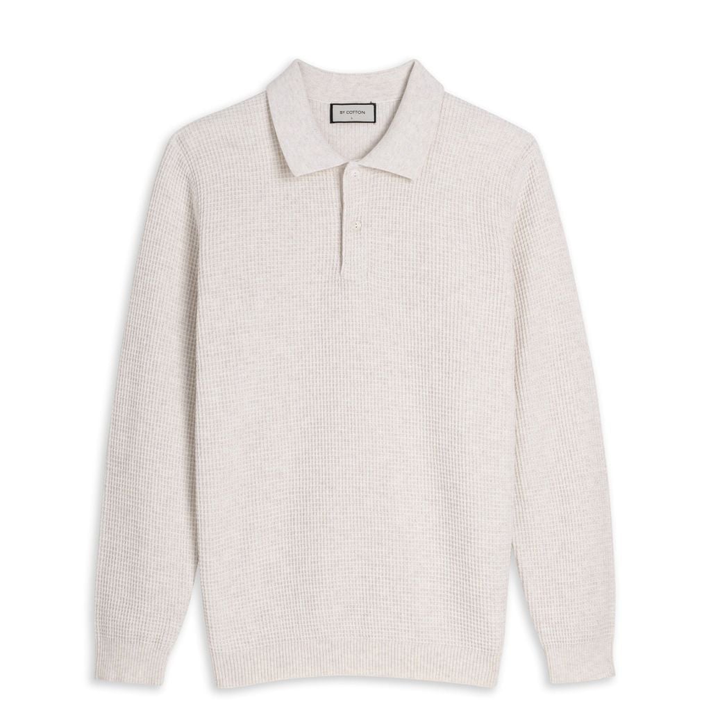 Áo Polo Dệt Kim By Cotton Waffle Tay Dài