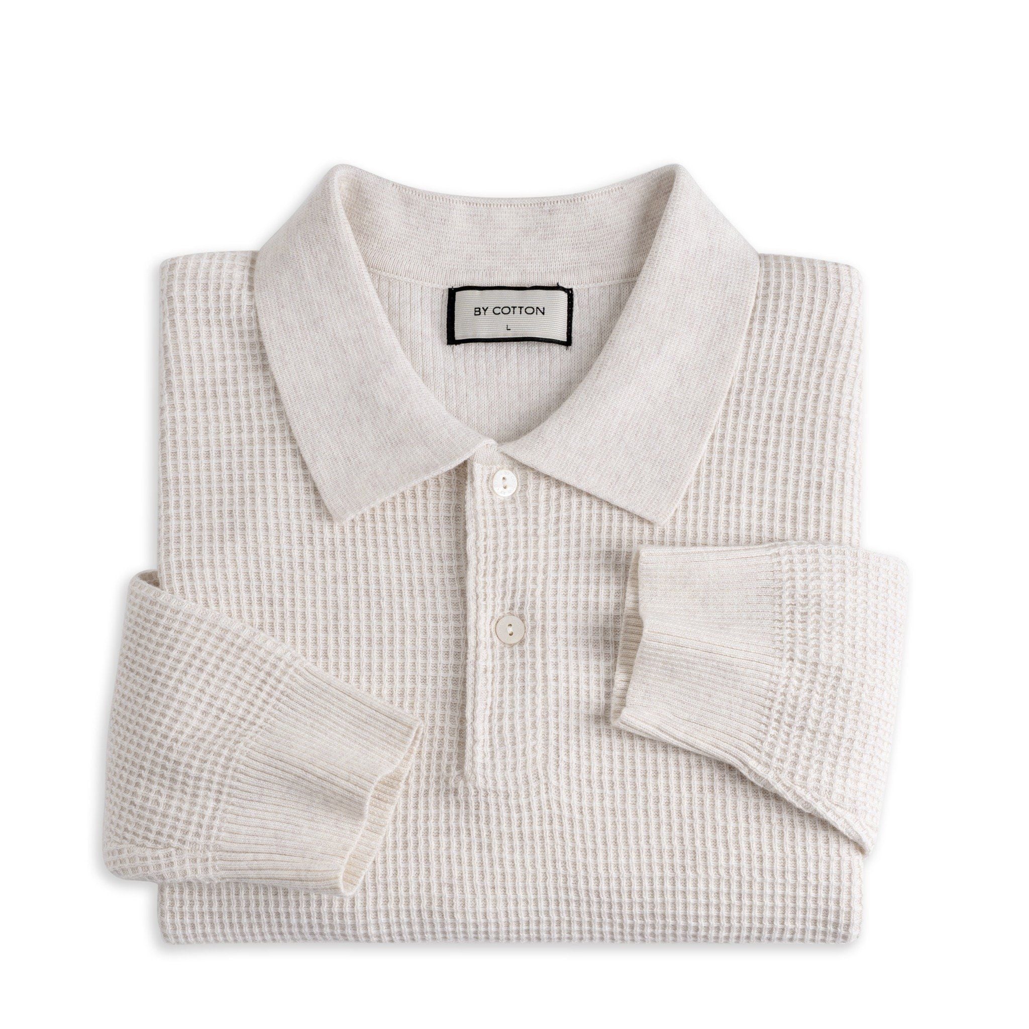 Áo Polo Dệt Kim By Cotton Waffle Tay Dài