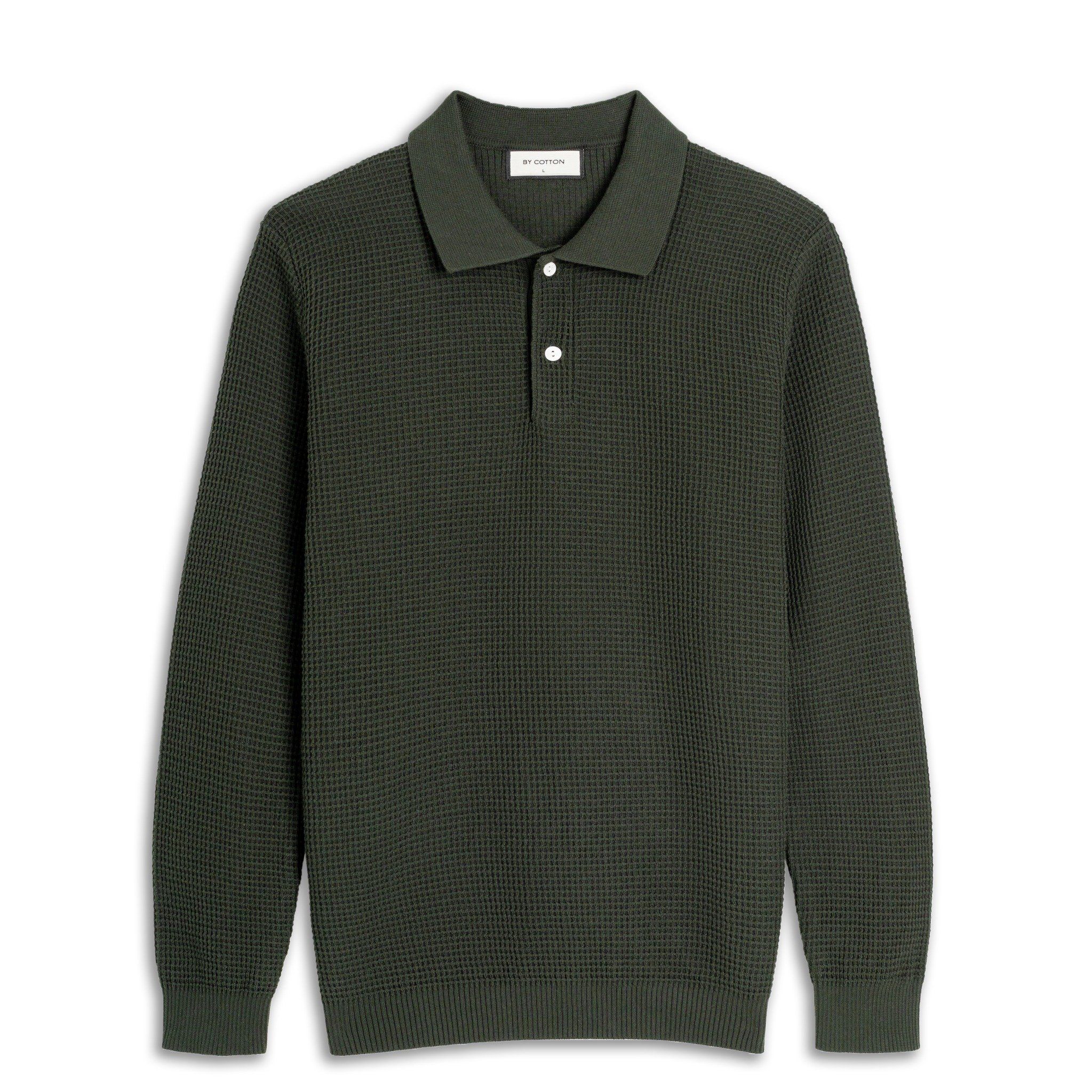 Áo Polo Dệt Kim By Cotton Waffle Tay Dài