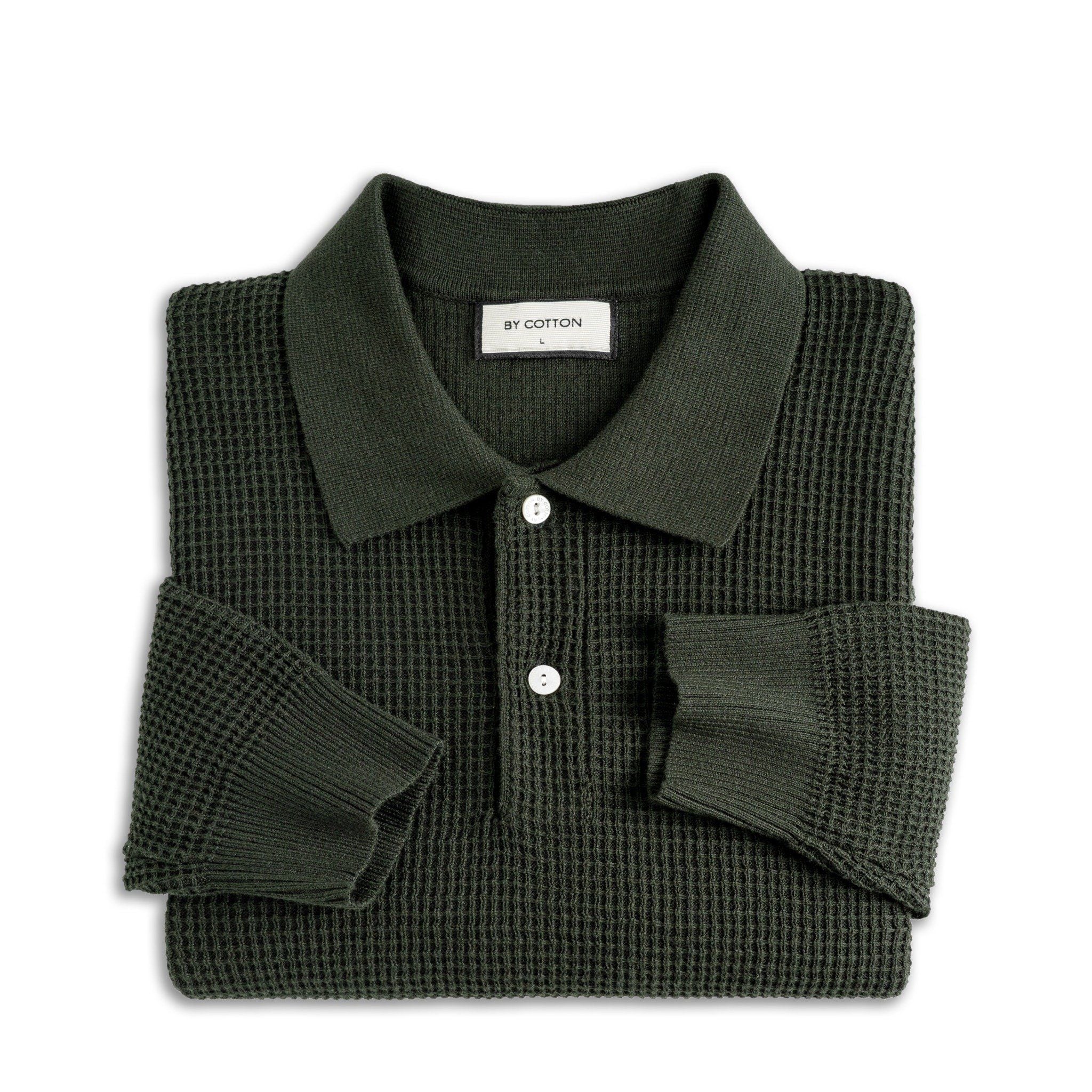 Áo Polo Dệt Kim By Cotton Waffle Tay Dài