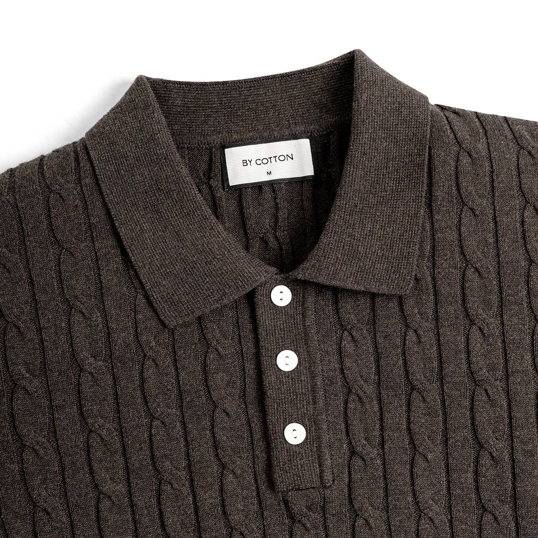 Áo Polo Dệt Kim Cable Knit
