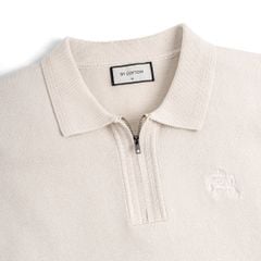 Áo Polo Dệt Kim Cổ Khóa Zip Thêu Logo Đồng Màu