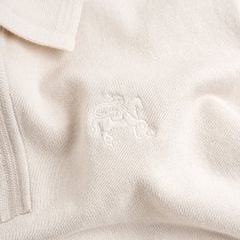 Áo Polo Dệt Kim Cổ Khóa Zip Thêu Logo Đồng Màu