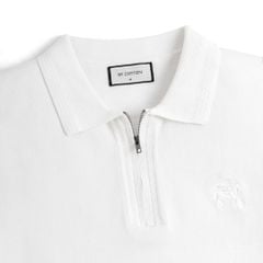 Áo Polo Dệt Kim Cổ Khóa Zip Thêu Logo Đồng Màu