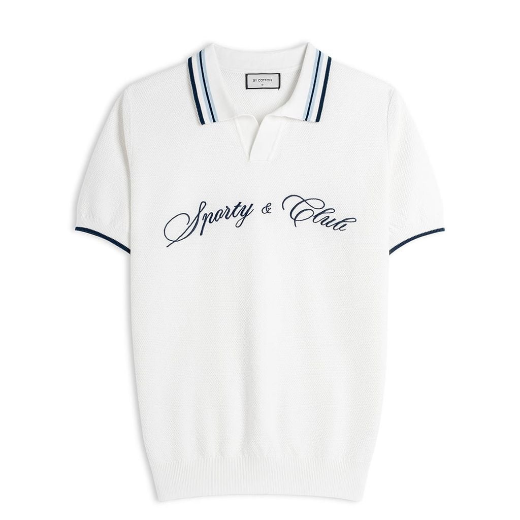 Áo Polo Dệt Kim Thêu Sporty Club Style College SS2
