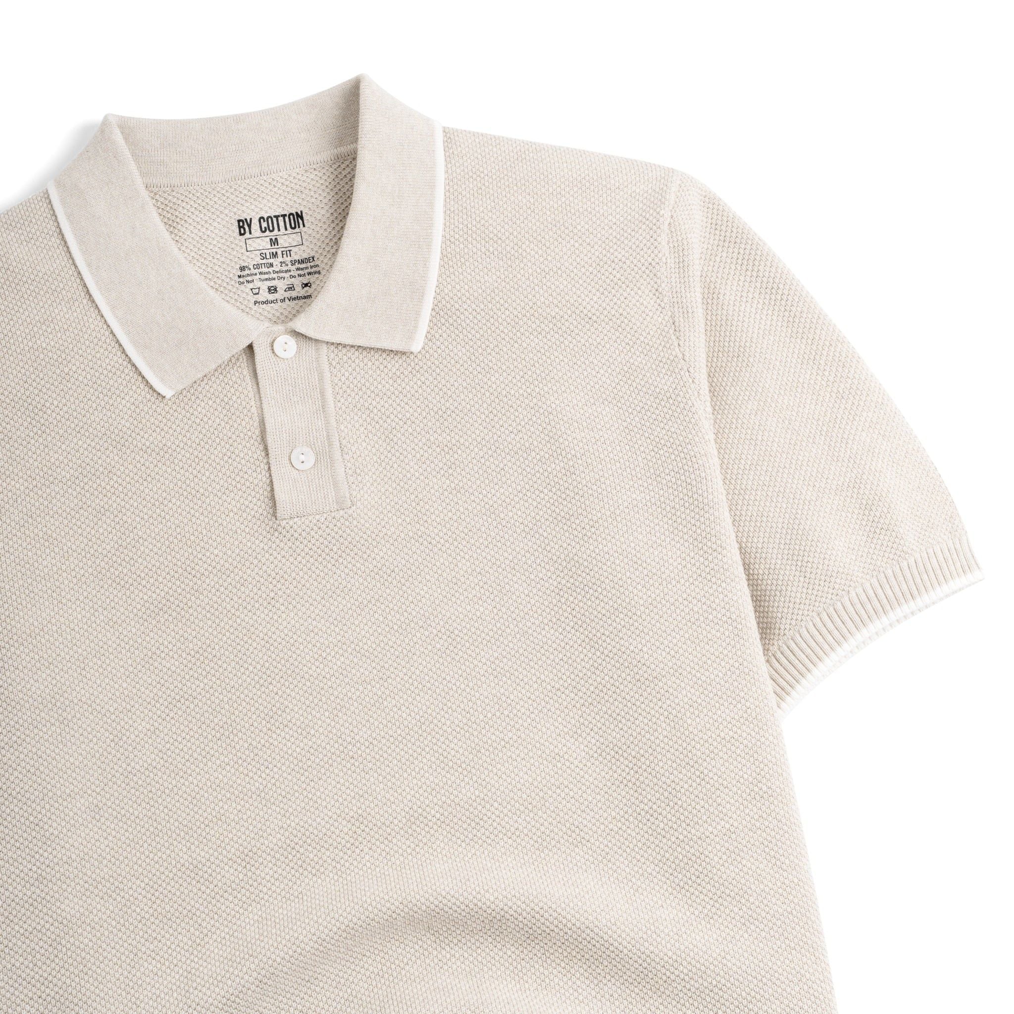 Áo Polo Nam Dệt Kim By Cotton Melange Be SS2