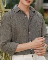 Áo Sơ Mi Nam By Cotton Linen Caro Đen
