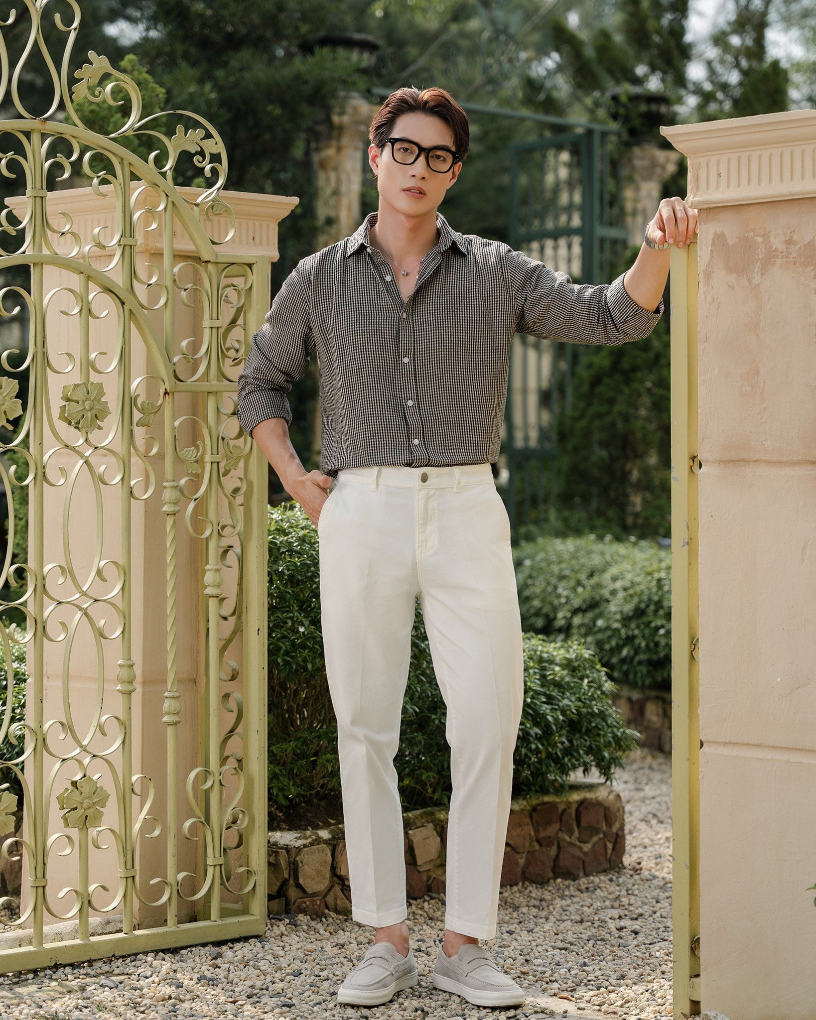 Áo Sơ Mi Nam By Cotton Linen Caro Đen