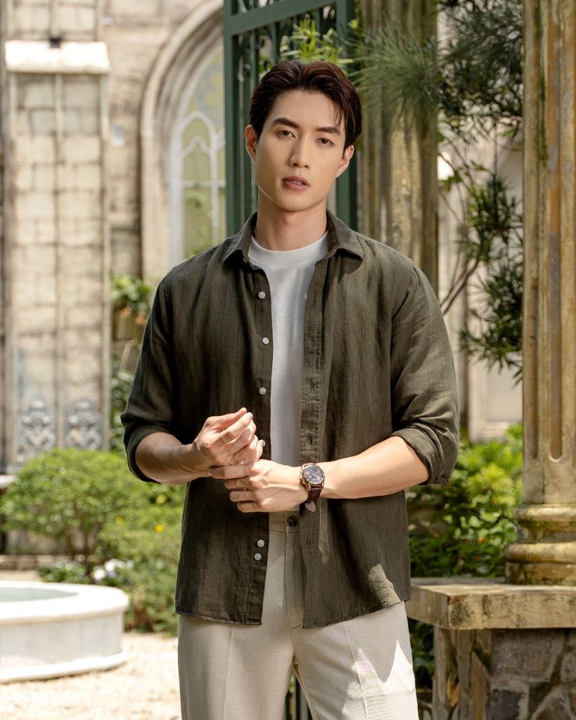 Áo Sơ Mi Nam By Cotton Linen Rêu Sọc