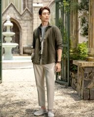 Áo Sơ Mi Nam By Cotton Linen Rêu Sọc