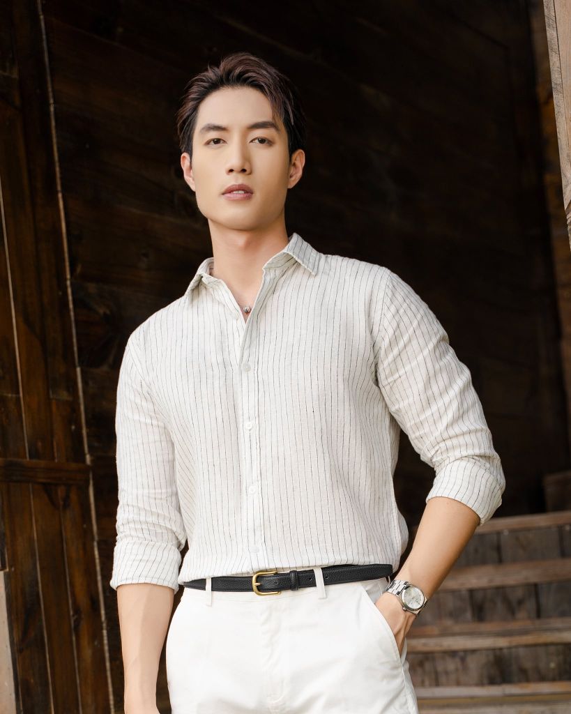 Áo Sơ Mi Nam By Cotton Linen Trắng Sọc Đen