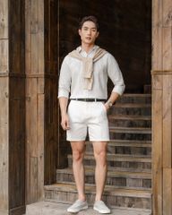 Áo Sơ Mi Nam By Cotton Linen Trắng Sọc Đen