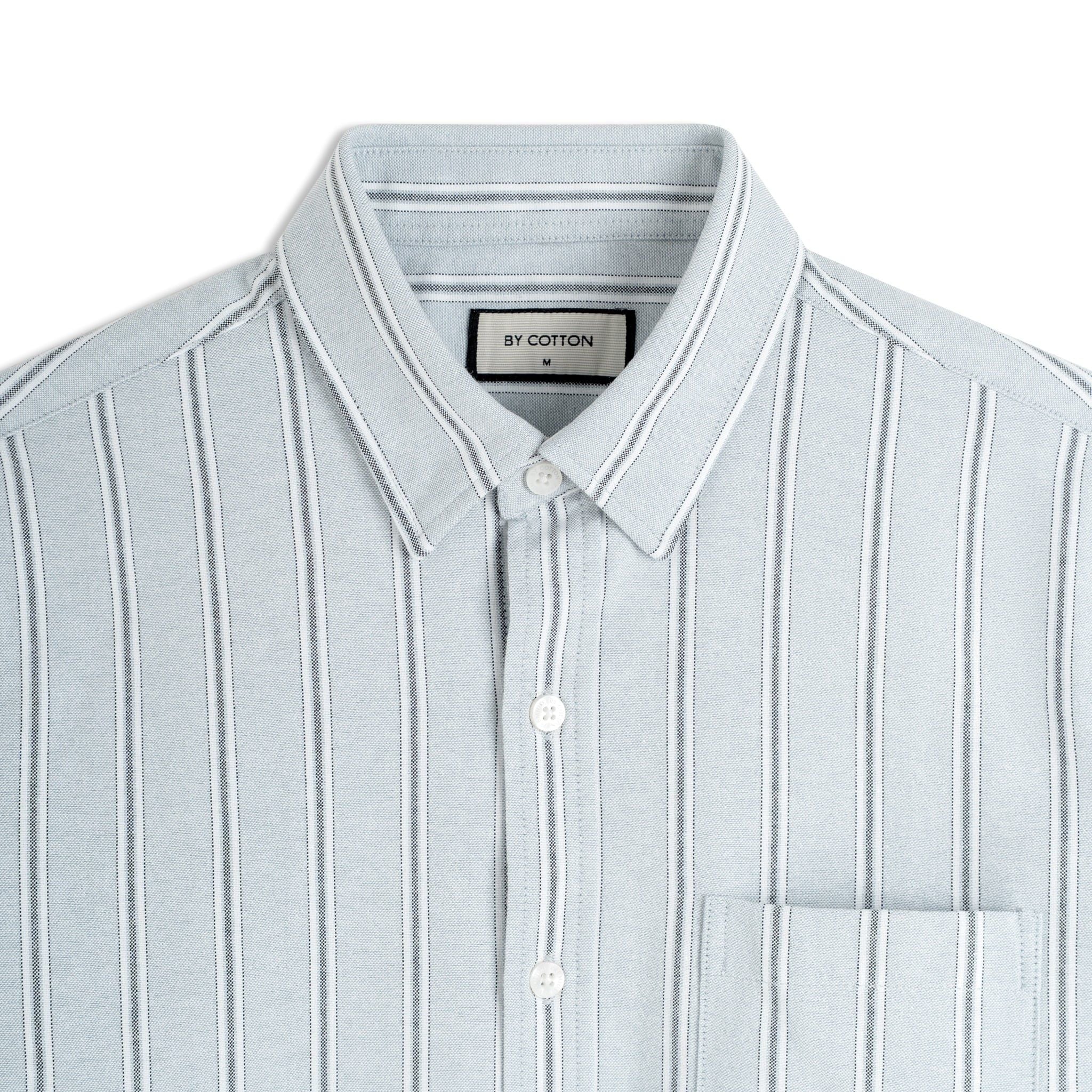 Áo Sơ Mi Nam By Cotton Oxford Xám Sọc