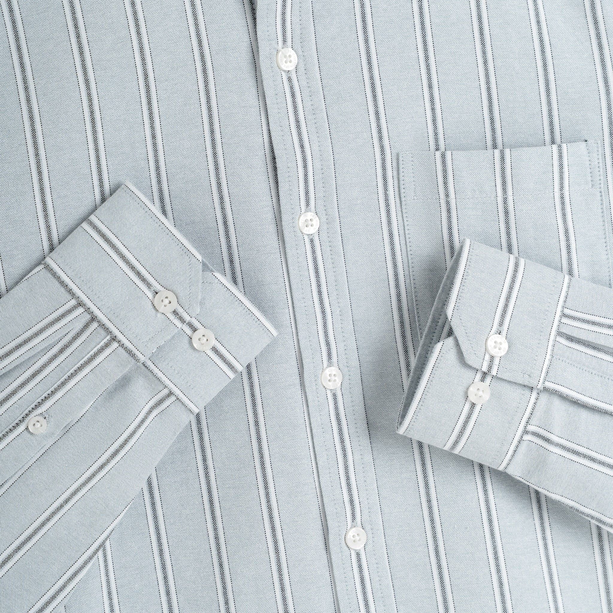 Áo Sơ Mi Nam By Cotton Oxford Xám Sọc