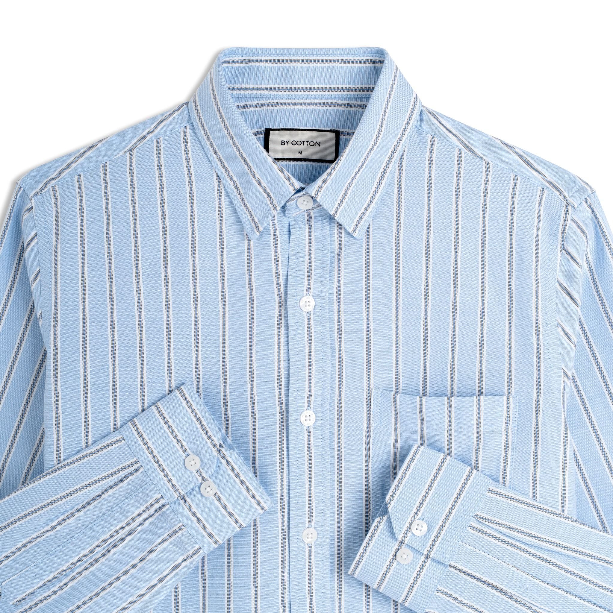 Áo Sơ Mi Nam By Cotton Oxford Xanh Nhạt Sọc