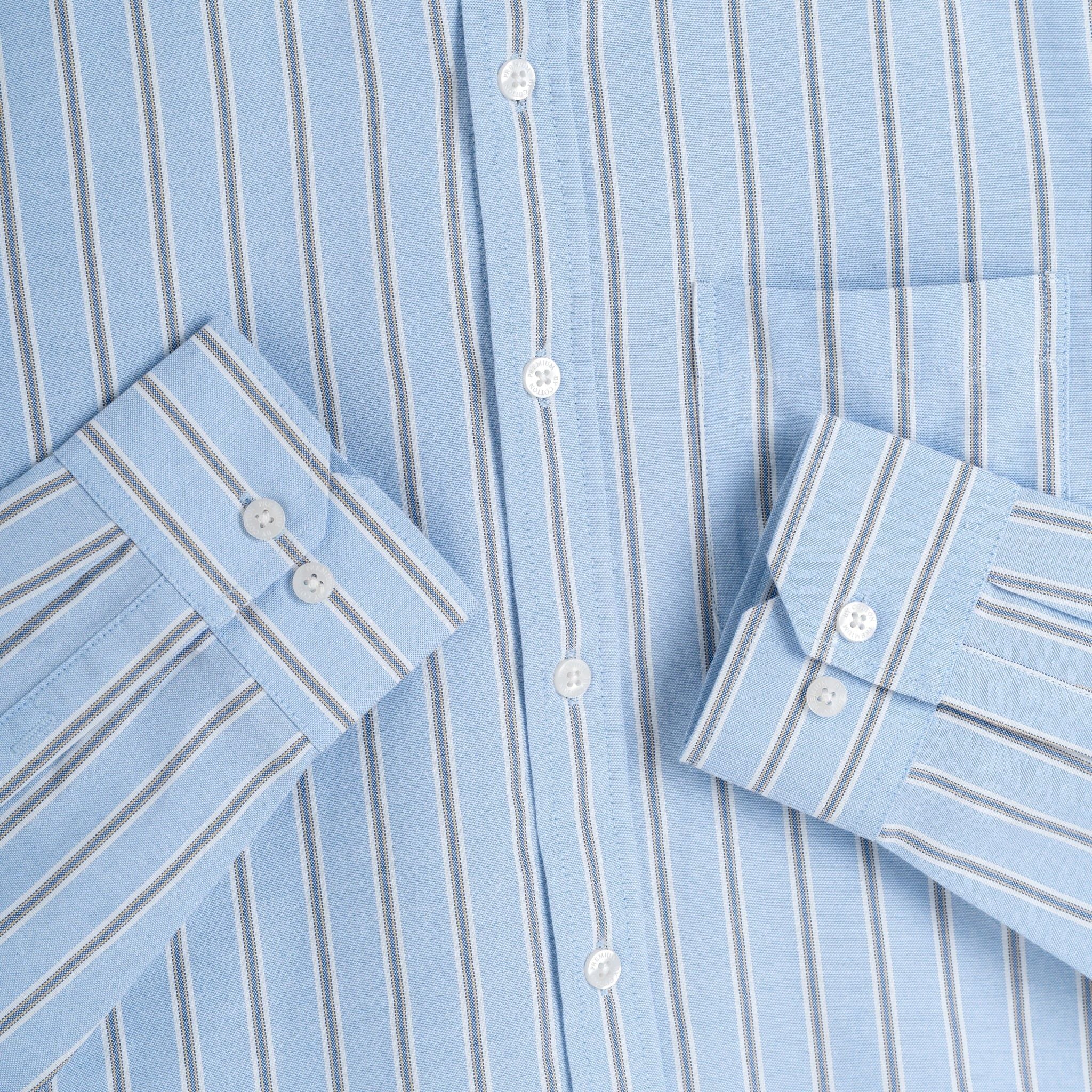 Áo Sơ Mi Nam By Cotton Oxford Xanh Nhạt Sọc