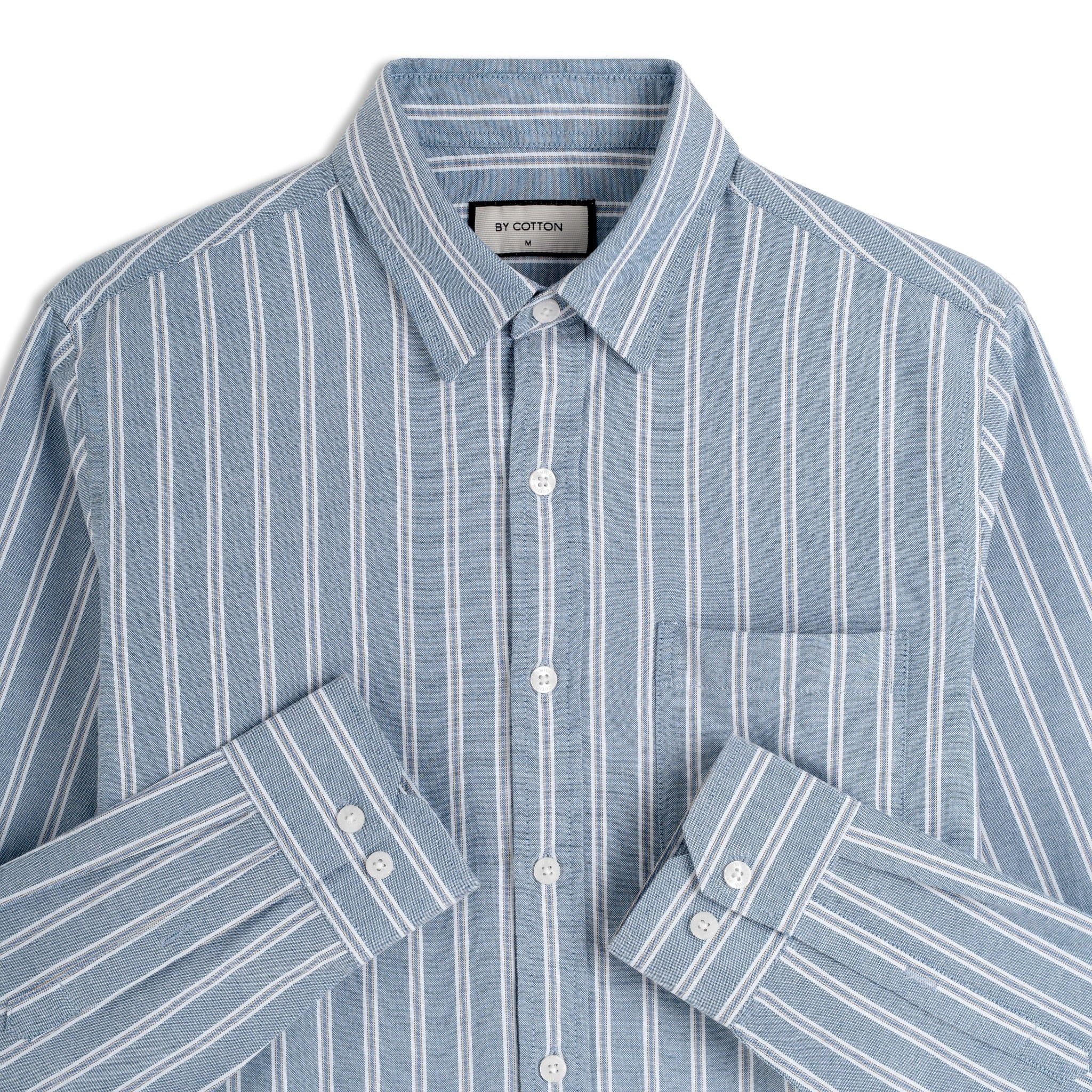 Áo Sơ Mi Nam By Cotton Oxford Xanh Than Sọc